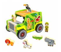 Žaislinė medinė mašinėlė su figūrų rūšiuokliu | Safari Jeep | Tooky TKF005